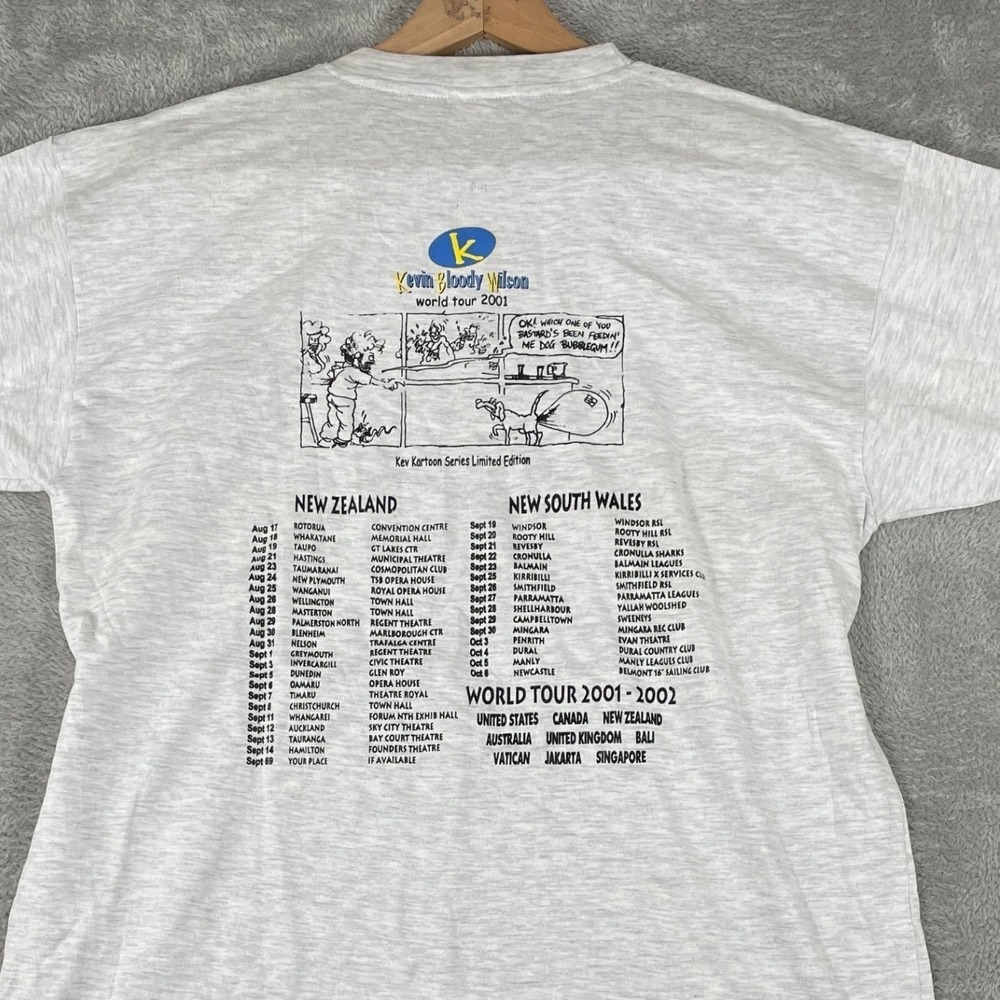 Kevin Bloody Wilson Shirt Mens XL Gray World‎ Tour 2001 Comedy Graphic Tee